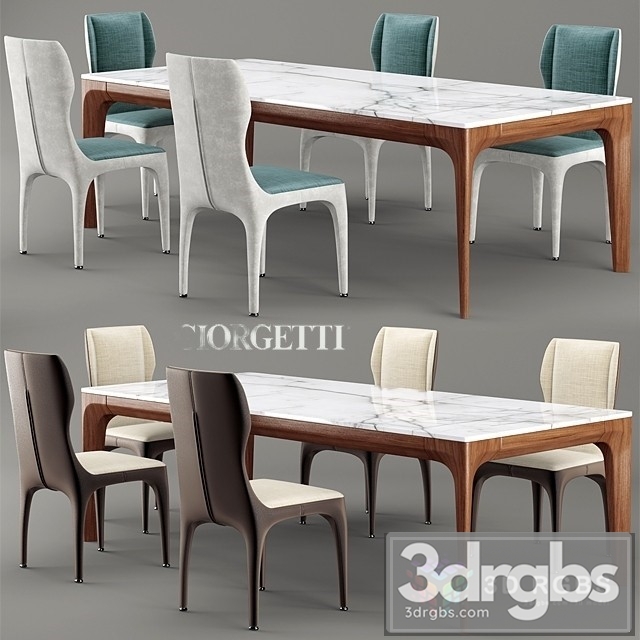 Giorgetti Tiche Dining Chair and Table 3dsmax Download - thumbnail 1