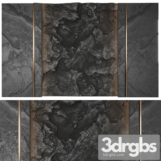 Wall Panel With A Black Rock 3dsmax Download - thumbnail 1