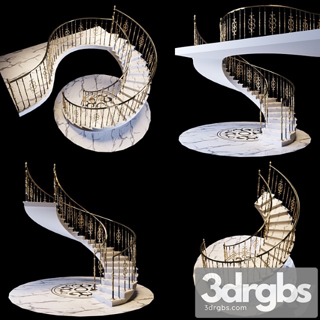 Staircase with handrails 3dsmax Download