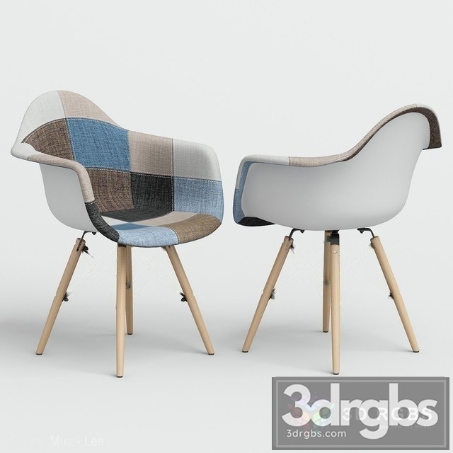 Eames Style DAW Patchwork Plastic Chair 3dsmax Download - thumbnail 1
