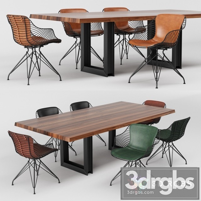 Wire Sigma Table and Chair 3dsmax Download - thumbnail 1