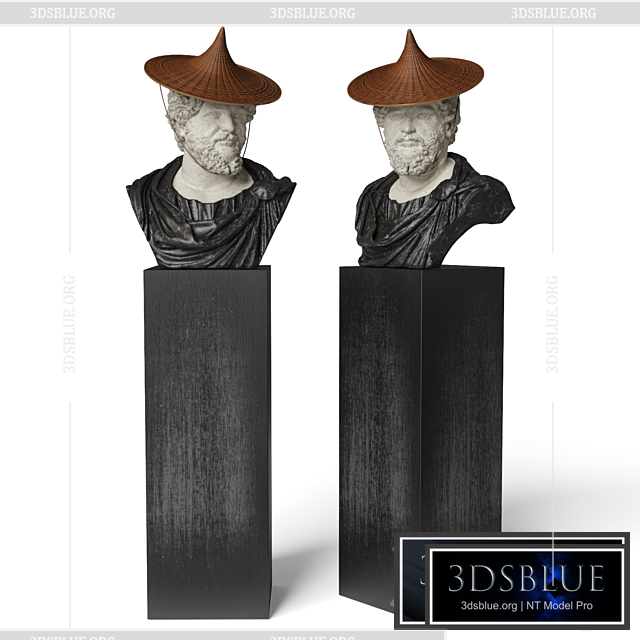 Septimius bust with hat 3DS Max - thumbnail 3