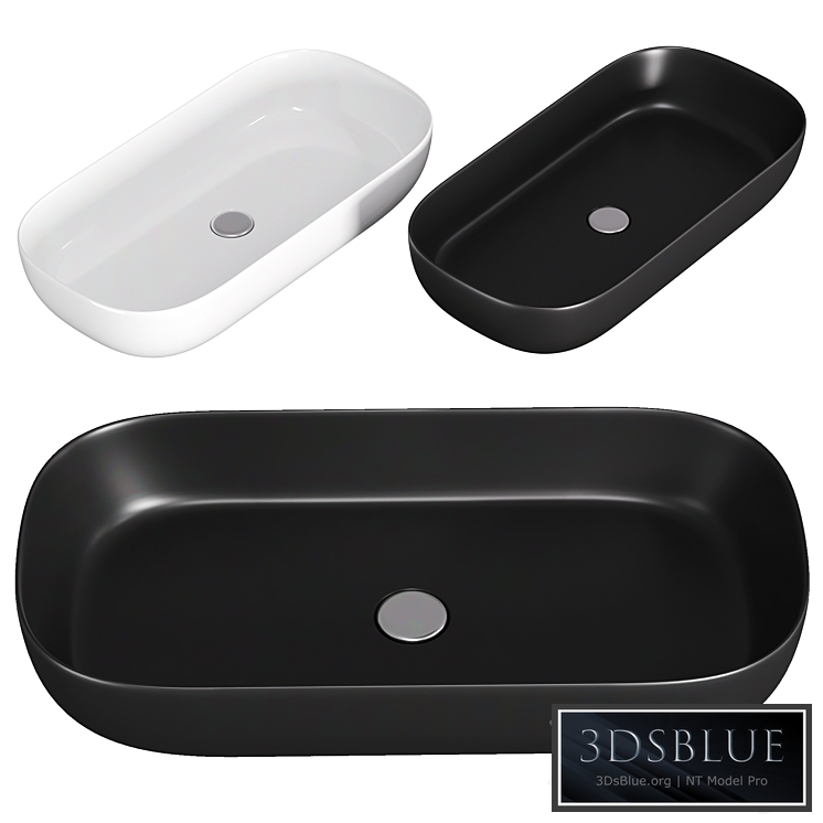 Oval Matte Black Vessel Sink in Ceramic 3DS Max - thumbnail 3
