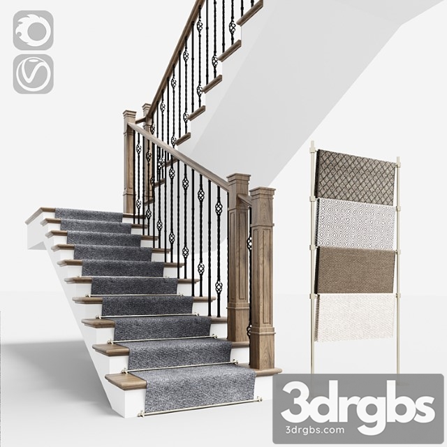 Classical staircase with carpet 3dsmax Download