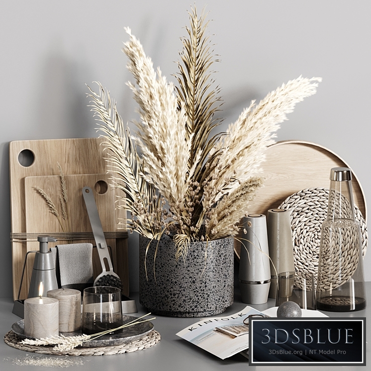 Kitchen accessories 024 with dried plants 3DS Max - thumbnail 3