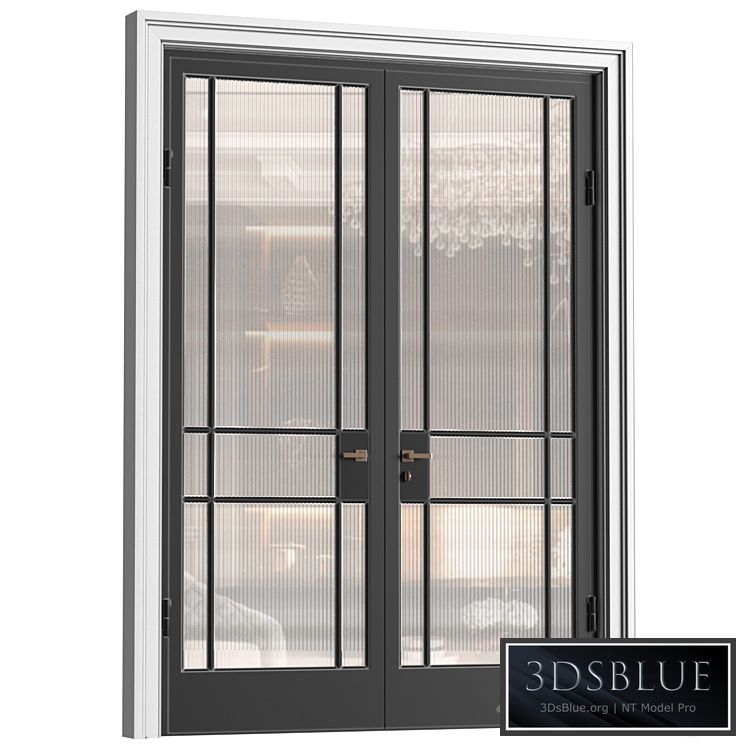Interior Doors in Art Deco style with corrugated glass. Entrance Art Deco Interior Modern Doors 3DS Max - thumbnail 3