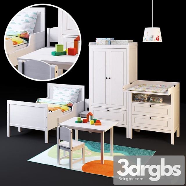 A Set Of Furniture Sundvik From Ikea For Children 3dsmax Download - thumbnail 1