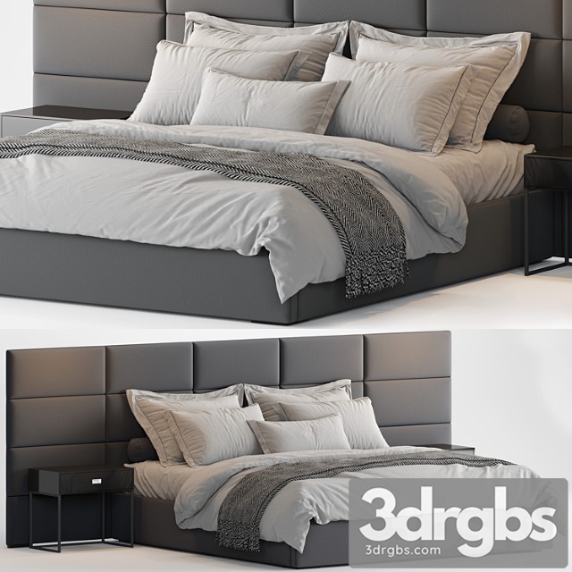 Rh modena extended panel rectangular channel fabric platform bed 2 3dsmax Download - thumbnail 1