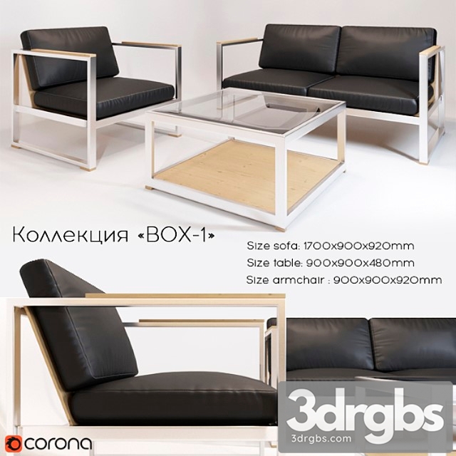 Sofa and armchair (office furniture in the style of loft) 2 3dsmax Download - thumbnail 1