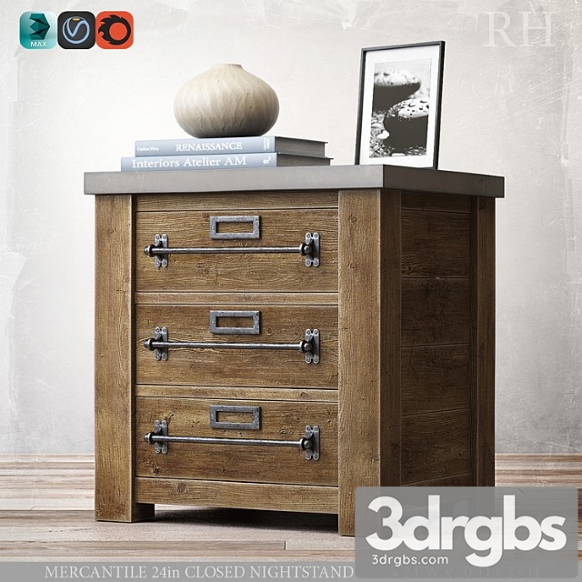 Mercantile 24in Closed Nightstand 3dsmax Download - thumbnail 1