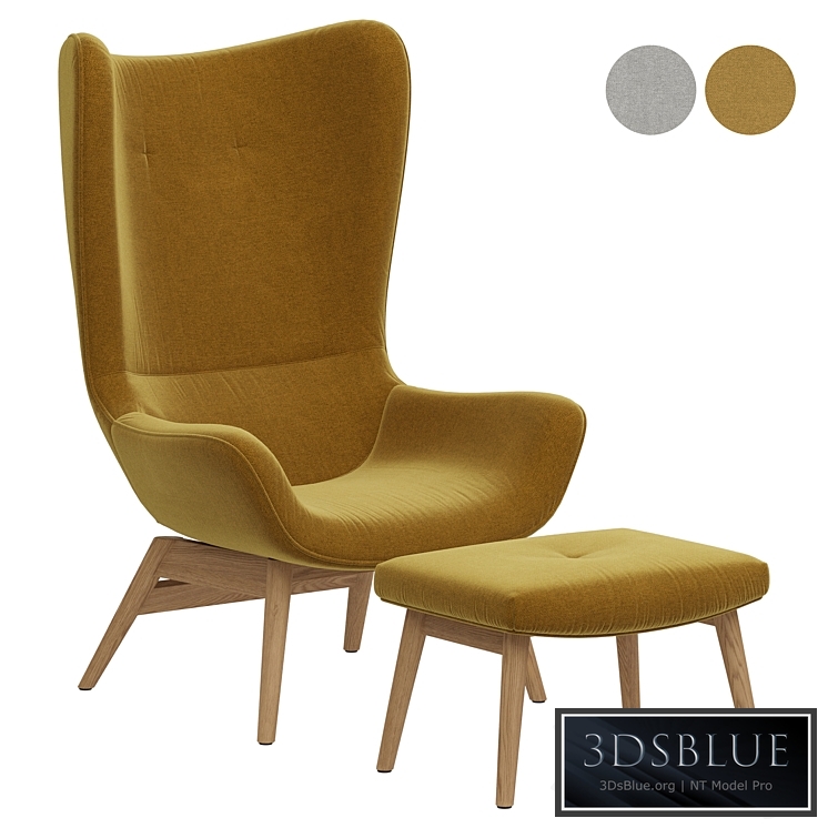 Armchair with curved edges and footrest Crueso La Redoute 3DS Max - thumbnail 3