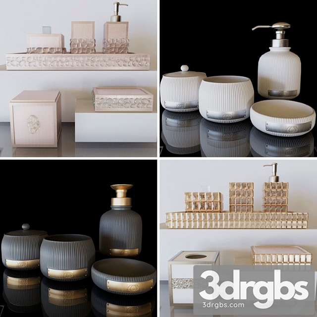 A Set Of Bathroom Accessories Soap Dish Collection 3dsmax Download - thumbnail 1