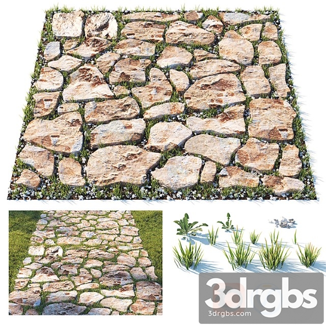 Paving Decorative Grass Path 3dsmax Download - thumbnail 1