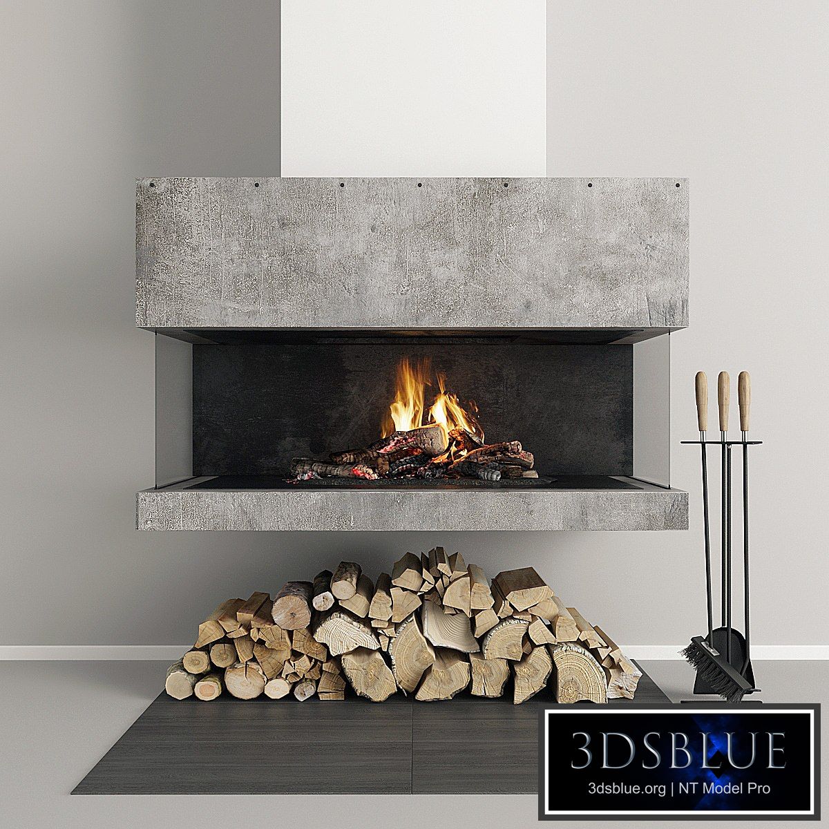 Fireplace modern 33 3DS Max - thumbnail 3