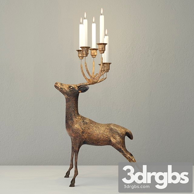 Oversize Brass Deer Candle Holder 3dsmax Download - thumbnail 1