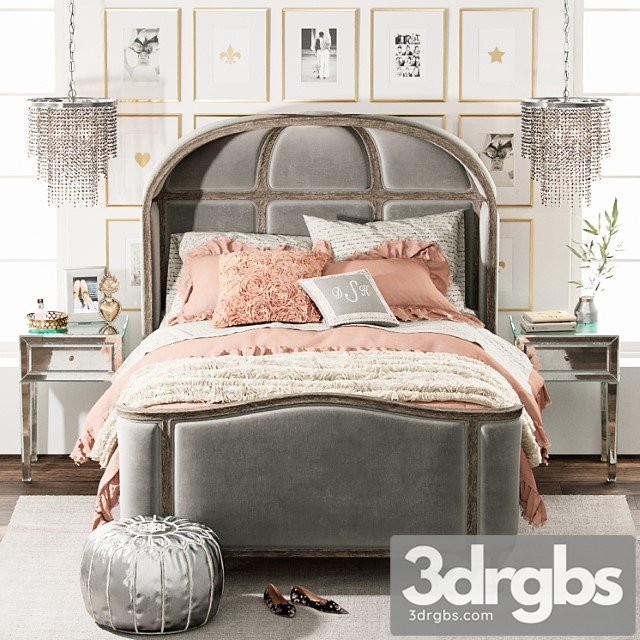 Versailles Upholstered Bed 3dsmax Download - thumbnail 1