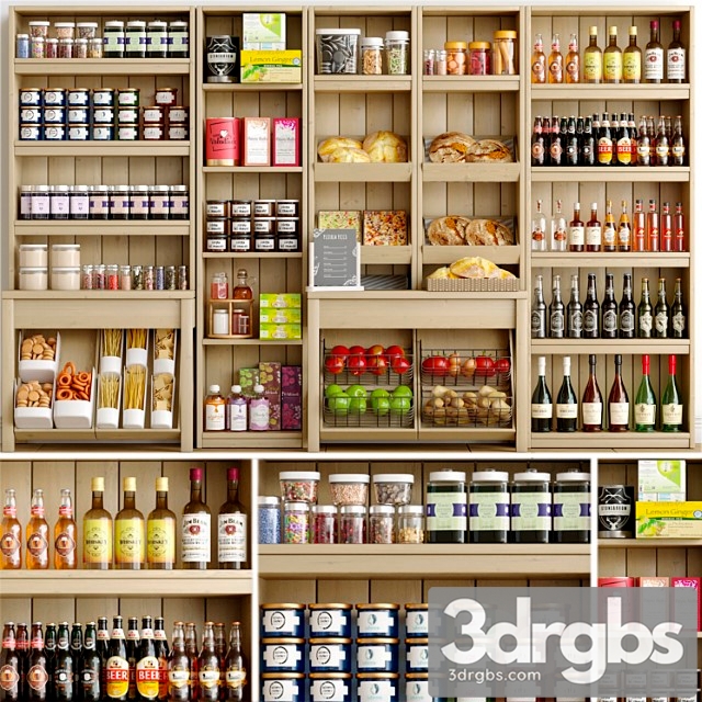 Rack with spices alcohol and pastries in the supermarket 3dsmax Download - thumbnail 1
