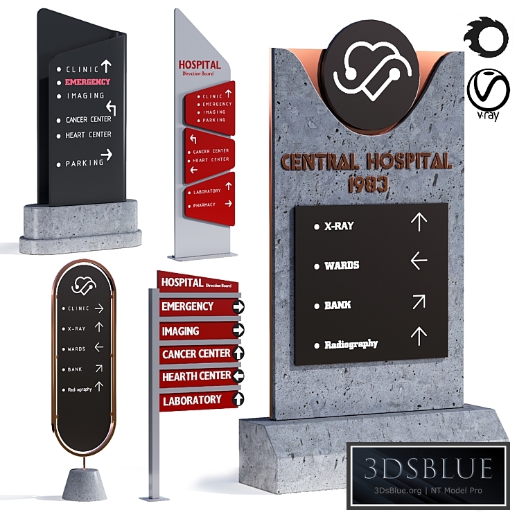 3d model of hospital information board for exterior 3DS Max - thumbnail 3
