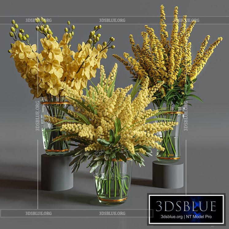 Flower Set 011 Yellow flowers. 3DS Max - thumbnail 3