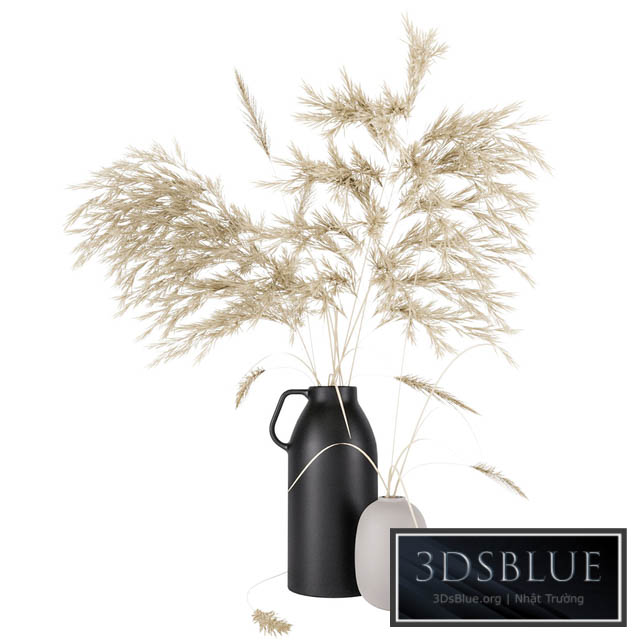 Vases set by H & M with pampas grass 3DS Max - thumbnail 3