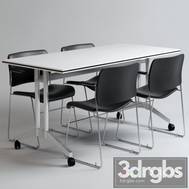Office Table and Chair Set 02 3dsmax Download - thumbnail 1