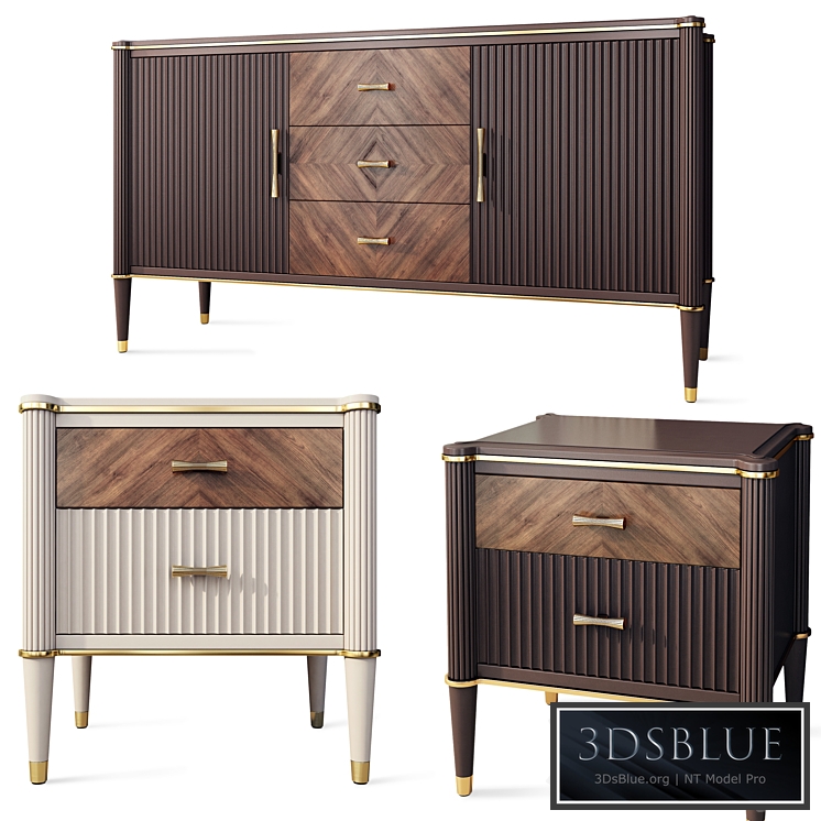 Chest of drawers and bedside tables Venice. Nightstand sideboard by Classico Italiano 3DS Max - thumbnail 3
