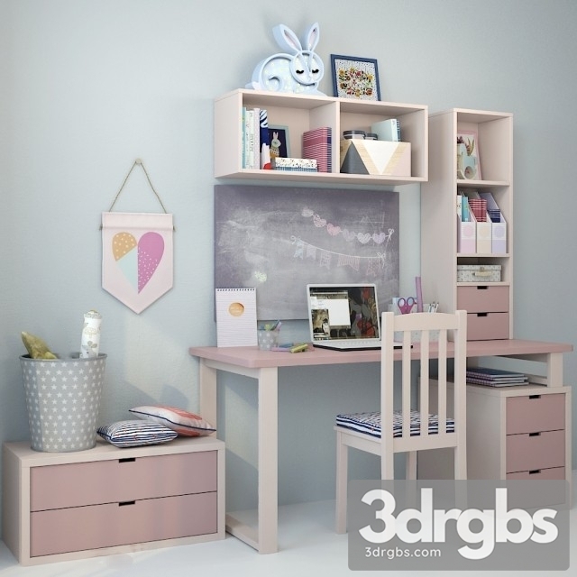 Writing Desk And Decor For A Child 5 3dsmax Download - thumbnail 1