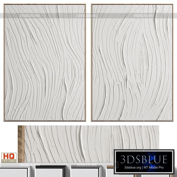 White Textural Plaster Wall Art C-455 3DS Max - thumbnail 3