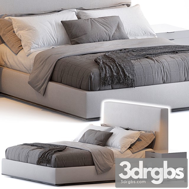 Powell bed by minotti 2 3dsmax Download - thumbnail 1