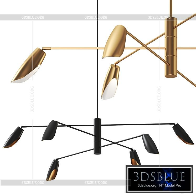 Bowery 3 Tier Led Chandelier by Fredrick Ramond Pendant Lamp 3DS Max - thumbnail 3