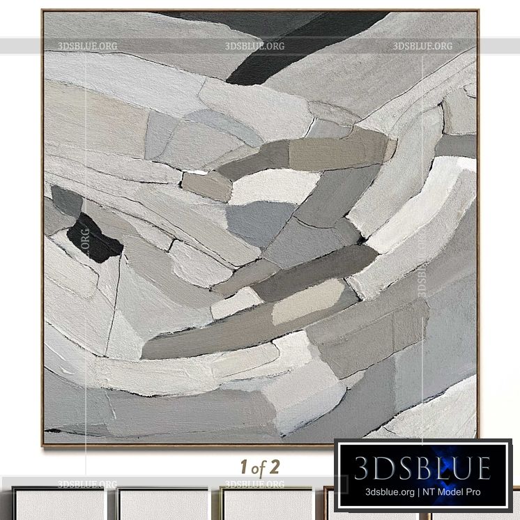 Plaster two square photo frames R-54 3DS Max - thumbnail 3