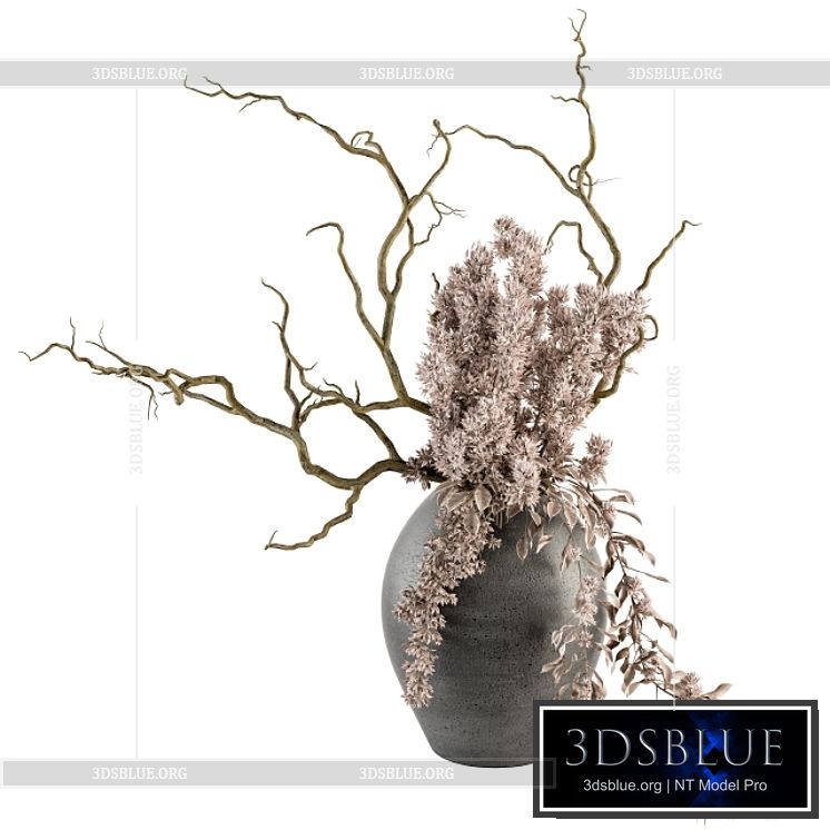 Bouquet – Dried Branch in Concrete vase 71 3DS Max - thumbnail 3