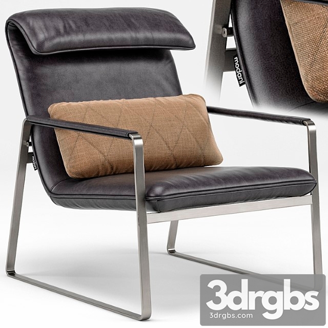 Industrial chic emilio brown leather lounge chair 3dsmax Download - thumbnail 1