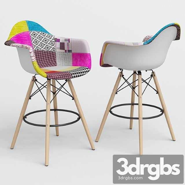 Chair eames style daw patchwork + plastic bar. 2 3dsmax Download - thumbnail 1