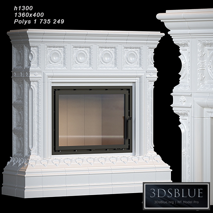 Tiled fireplace 04 3DS Max - thumbnail 3