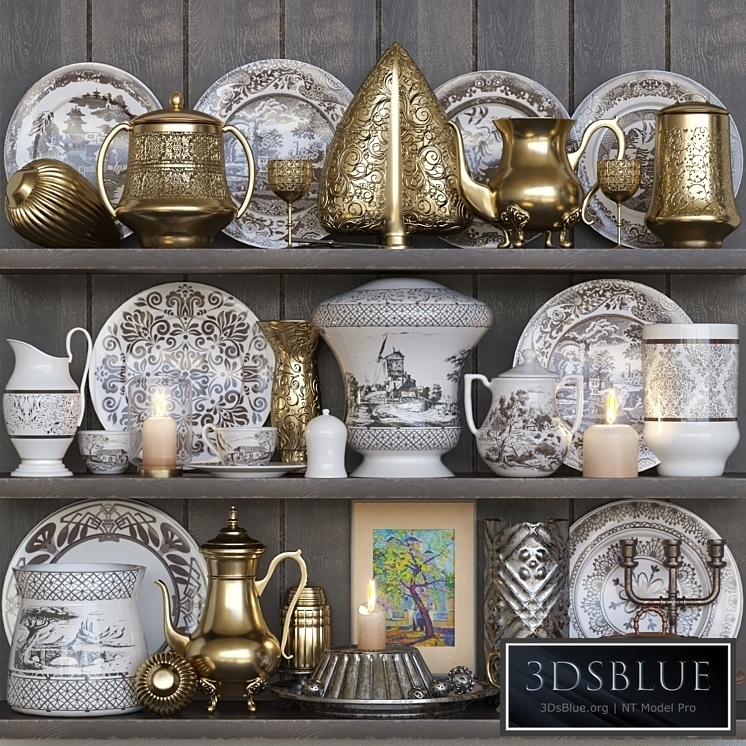 Set of vintage dishes 12. Service 3DS Max - thumbnail 3