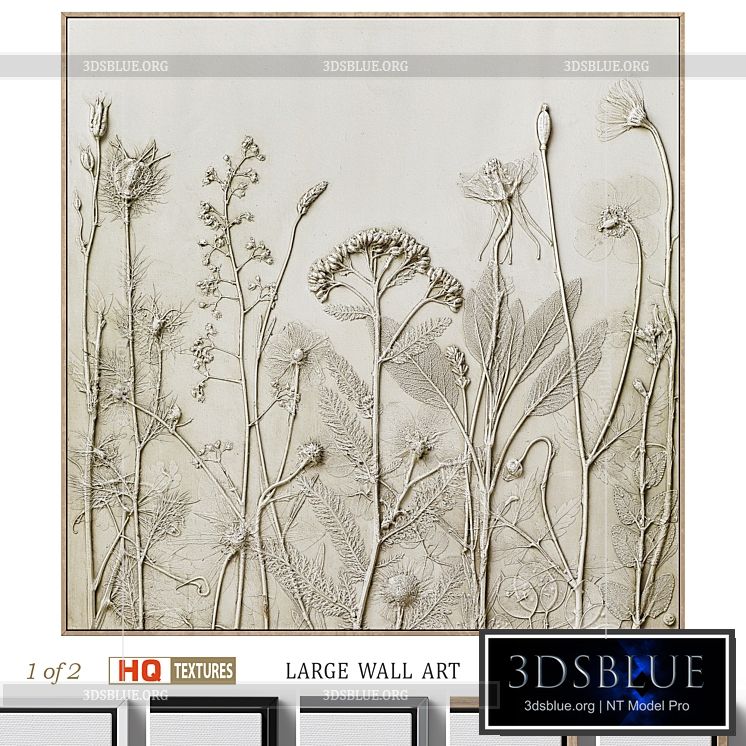 Textural Plaster Wildflowers Boho Wall Art C-507 3DS Max - thumbnail 3