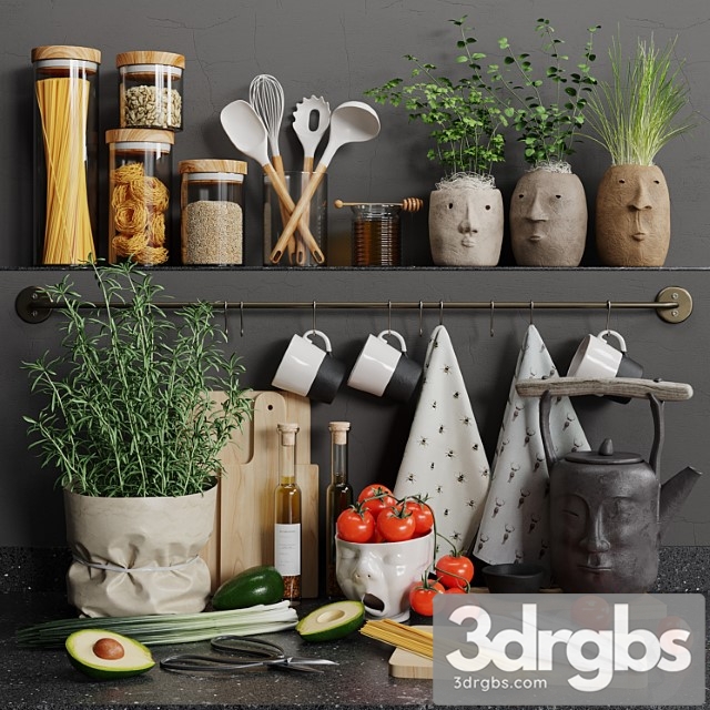 Decorative kitchen set 02 3dsmax Download