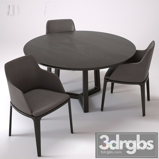 Poliform Concorde Grace Table and Chair 2 3dsmax Download - thumbnail 1