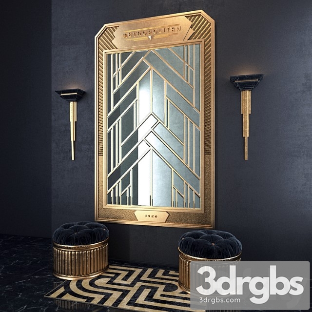 Art Deco Composition With A Mirror 3dsmax Download - thumbnail 1