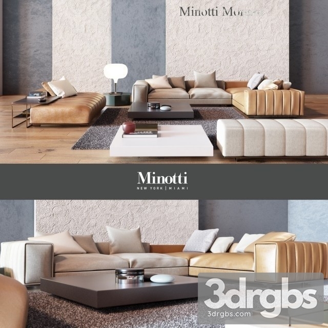 New York Miami Minotti Sofa 3dsmax Download - thumbnail 1