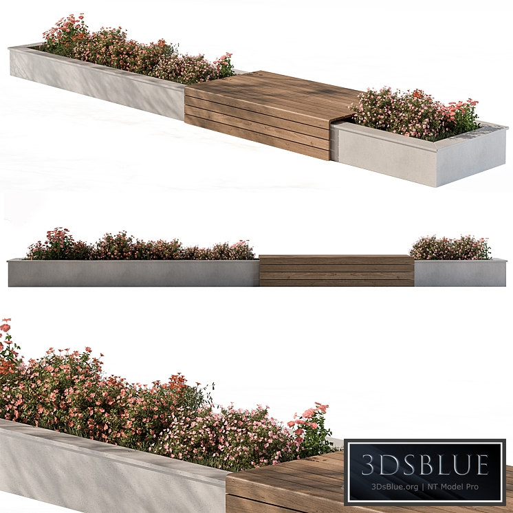Urban Bench with Flowers Set 40 3DS Max - thumbnail 3