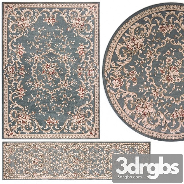 Carpet avalon 5602 slate blue aubusson rug set 3dsmax Download - thumbnail 1