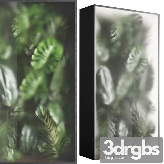 Light Box with Tropical Leaf Garden in Frame Glass Smoked 01 3dsmax Download