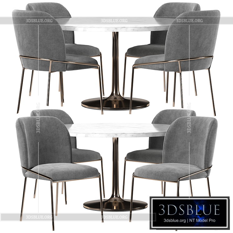 West elm & Crate and Barrel dining set 3DS Max - thumbnail 3