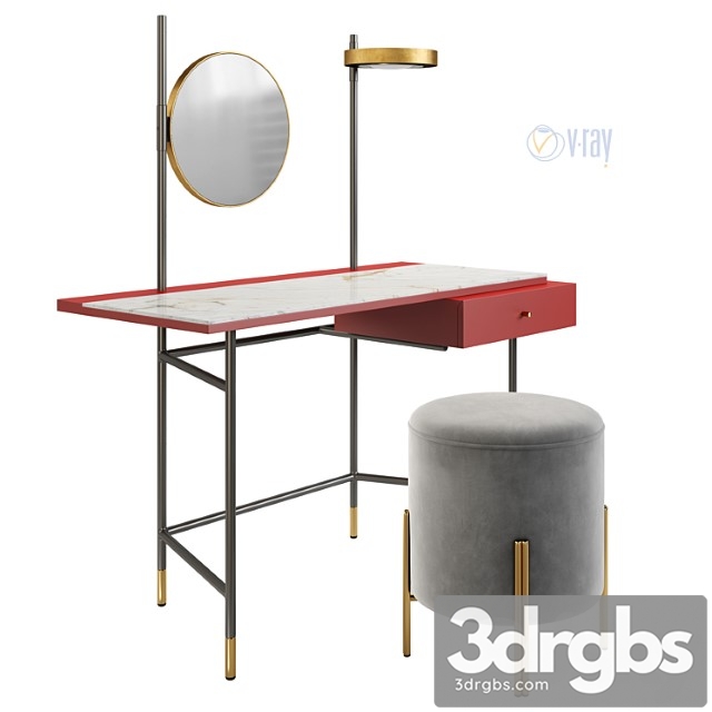 Dressing table bontempi vanity. puffoso pouf. verpan stool series 430 2 3dsmax Download - thumbnail 1