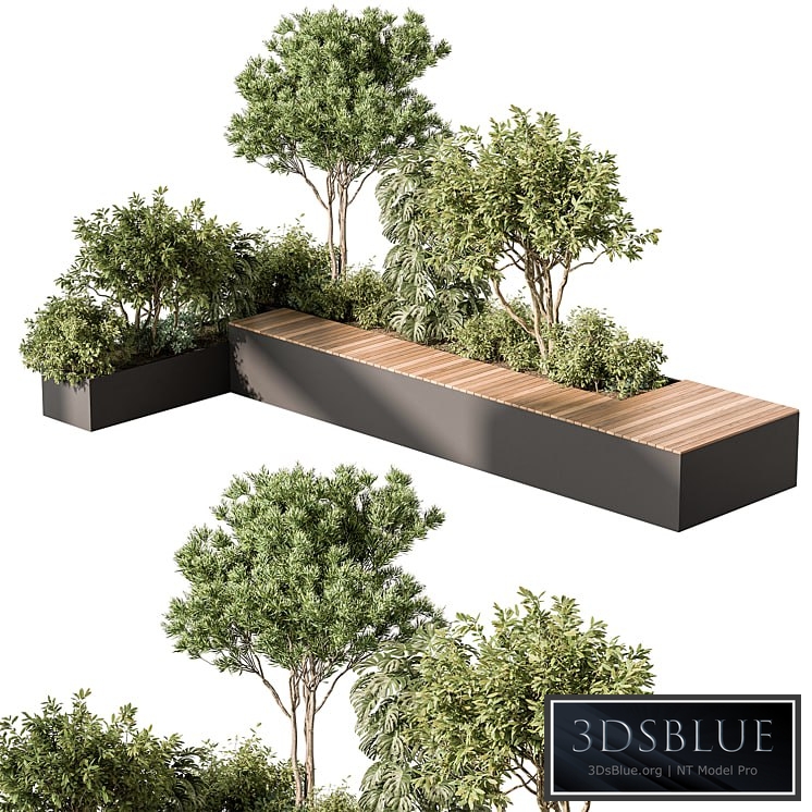 Urban Furniture Bench with Plants 52 3DS Max - thumbnail 3