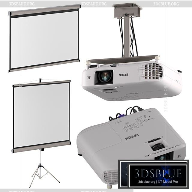 Epson EB-FH06 projector + projection screens 3DS Max - thumbnail 3