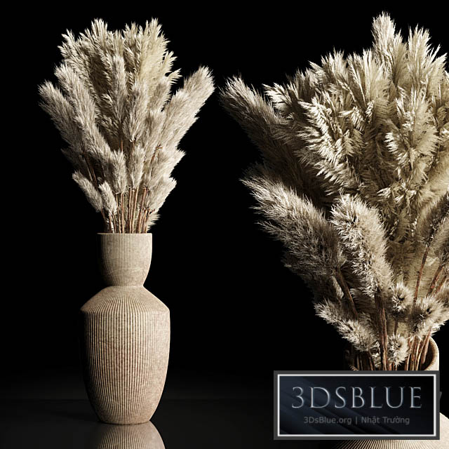 Dry Plants Bouquet Indoor concrete vase 3DS Max - thumbnail 3