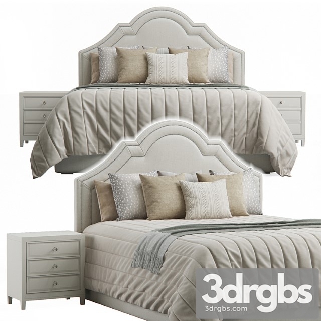 Queen Madison Crown Headboard Bed 3 3dsmax Download - thumbnail 1